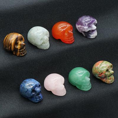 1 Stück aus Naturstein geschnitzter Totenkopf, natürlicher Kristall, Kunsthandwerk, Ornamente, Halloween, Geist, Festival, Dekorationen, Schmuck, Einrichtung, Zubehör, Geschenke, 25 x 20 x 18 mm