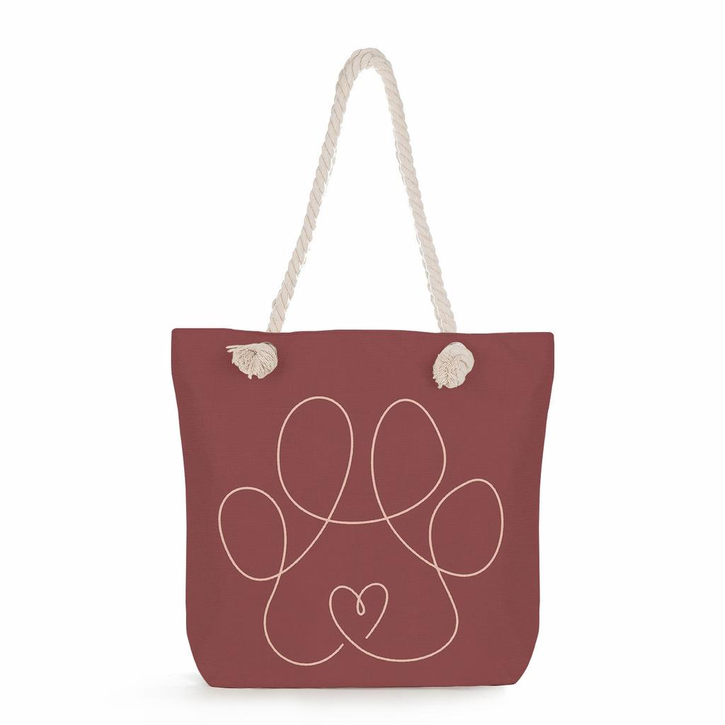 Dog Paw Print Thick Rope Single-shoulder Beach Bag 7259 KTB