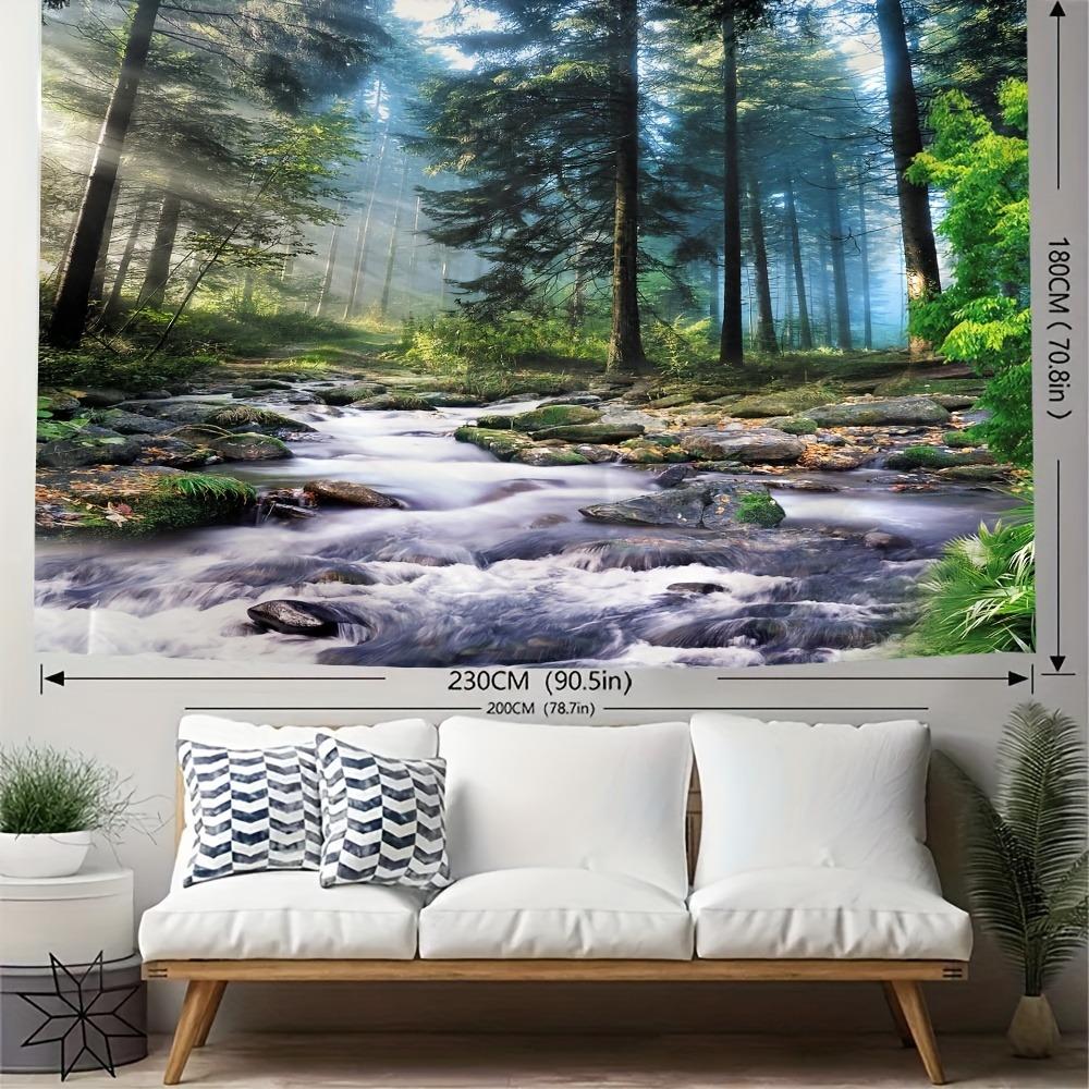 Forest Stream Tranquility Tapestry: Nature's RetreatWall Decoration Background Cloth, Bedroom Room Home Decoration