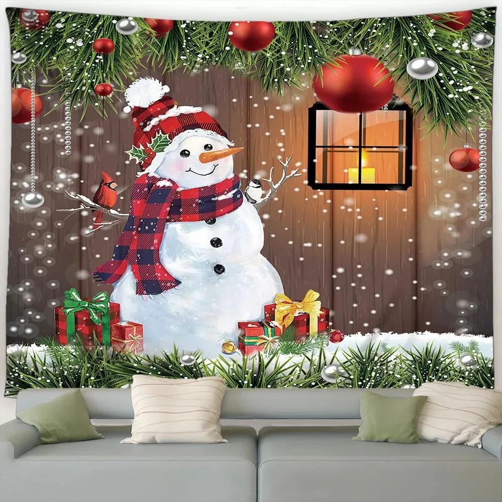 Christmas Tree Snowman Tapestry Bedroom Living Room Home Christmas Decoration Tapestry