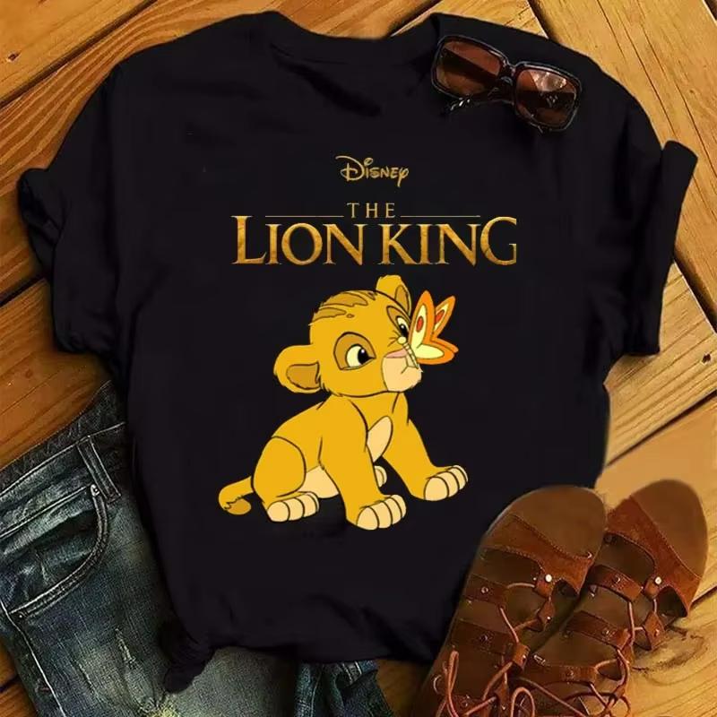 MINISO Hakuna Matata Disney Simba Lví král Tričko pro ženu Kawaii Trička Vtipné Harajuku Simba Unisex Tričko Dámské oblečení