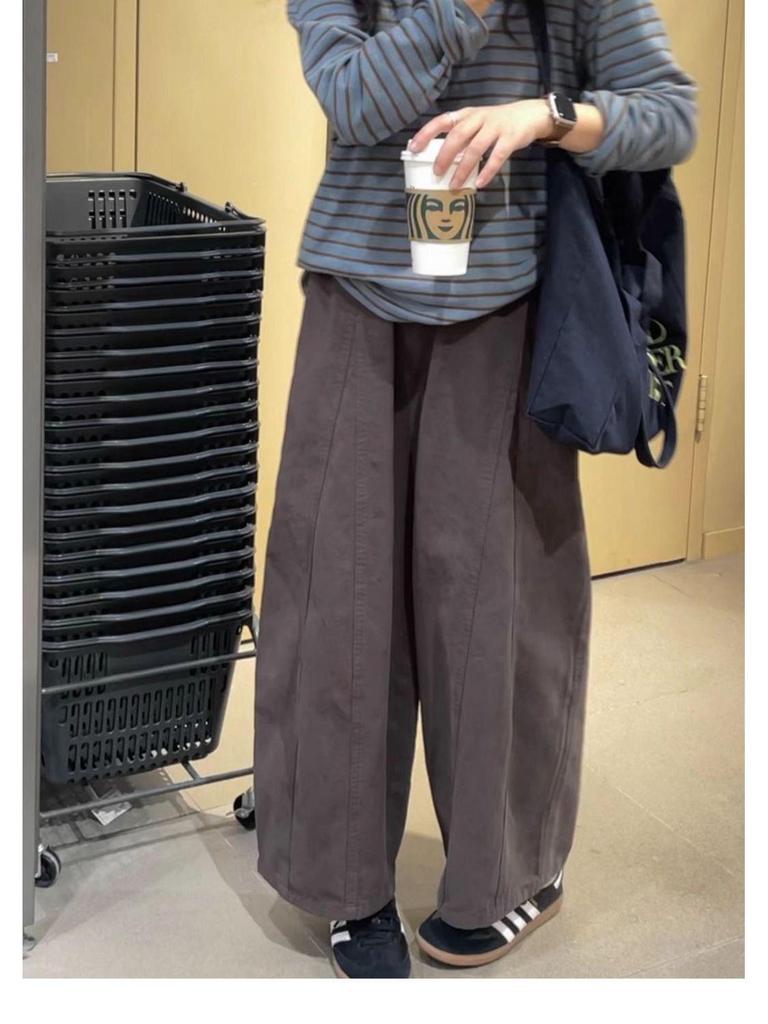 Japanese High-Waisted Casual Balloon Pants for Petite Individuals - Autumn Relaxed Style