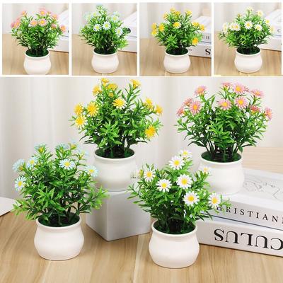 18*22cm Simulation Plant Flowers Plastic Fake Flower Potted Fence Flower Set  Home Decor