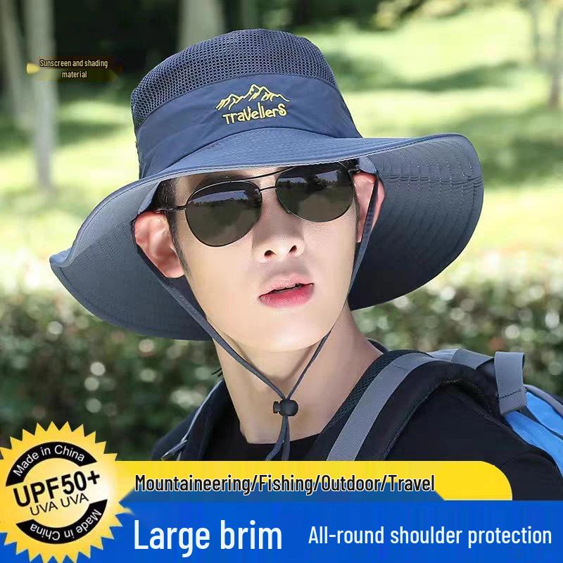 Men's Summer Sun Hat with Wide Brim, Breathable and Cool, Anti-UV Face Shield, Ideal for Outdoor and Fishing Activities.
