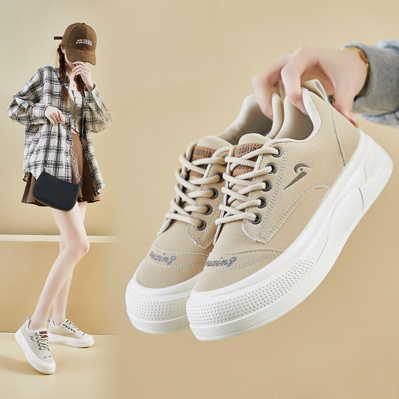 Spring student versatile little white board shoes women's niche plain platform casual shoes retro simple sports shoes