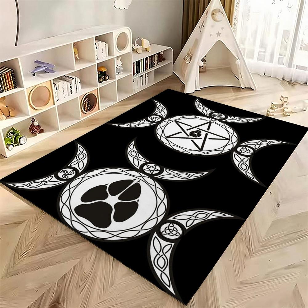 Dark Baphomet Grimoire Pentagram Patterned Rug Durable Stainresistant Easyclean Carpet For Bathroom Kitchen Home Decor Valentine'S Day Gift