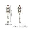 Vintage Bohemian Ethnic Style Bell Beaded Drop Long Tassel Dangle Earrings for Women