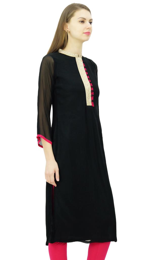 Phagun Straight Georgette Kurta Designer Tunic Top Indian Chic Kurti For