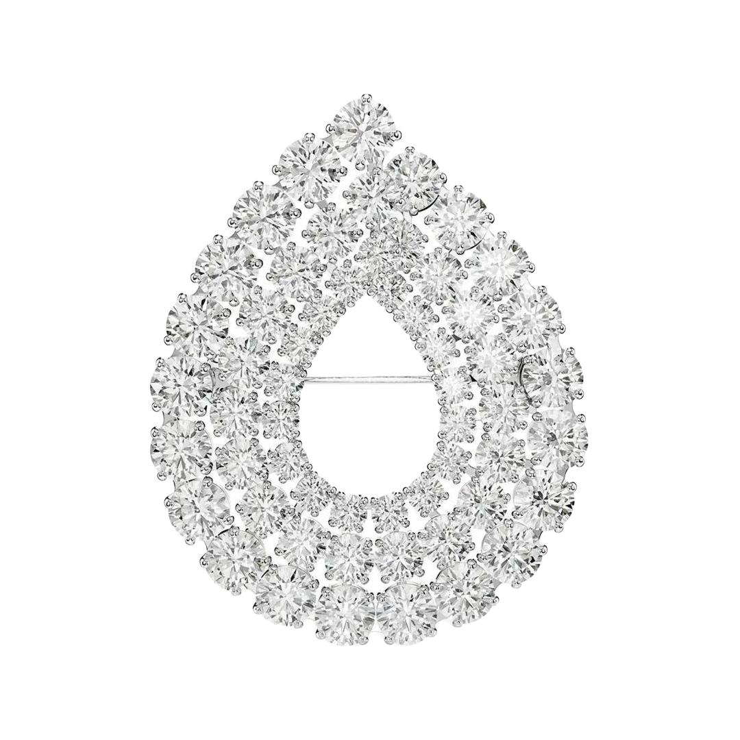 Swarovski Logo Design Rhodium Plated Metal Zirconia Brooch Women brooch Silver 5714648 F,Silver