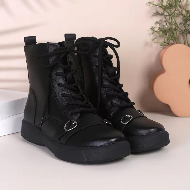 Fashion Plus Size Ankle Boots Ladies Shoes 2024 Winter Modern Women's Boots Casual Women Buckle Round Toe Low Heel Side Zip Shoes Women