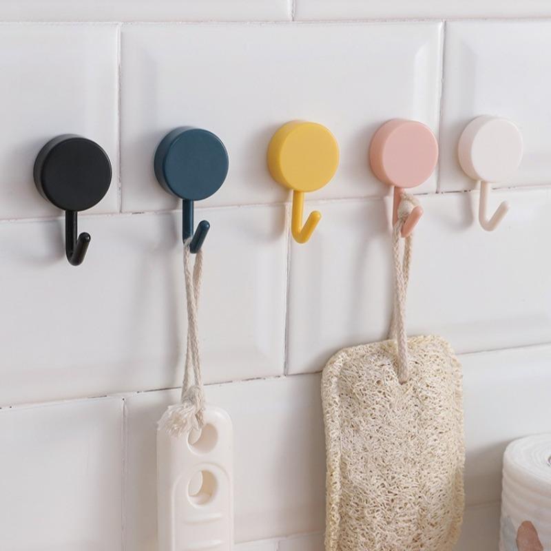 10Pcs Creative Macron Hook No Punching Storage Adhesive Hanging Behind Kitchen and Bathroom Doors Home Wall Mounted Key Hook