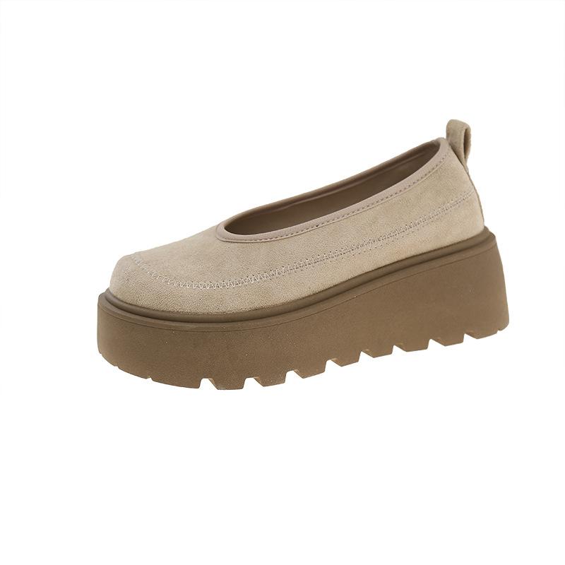 2025 New Retro Anti-fur Thick-soled Muffin Shoes Female Doll Head One Pedal Single Shoes Versatile Ultra-light Casual Shoes