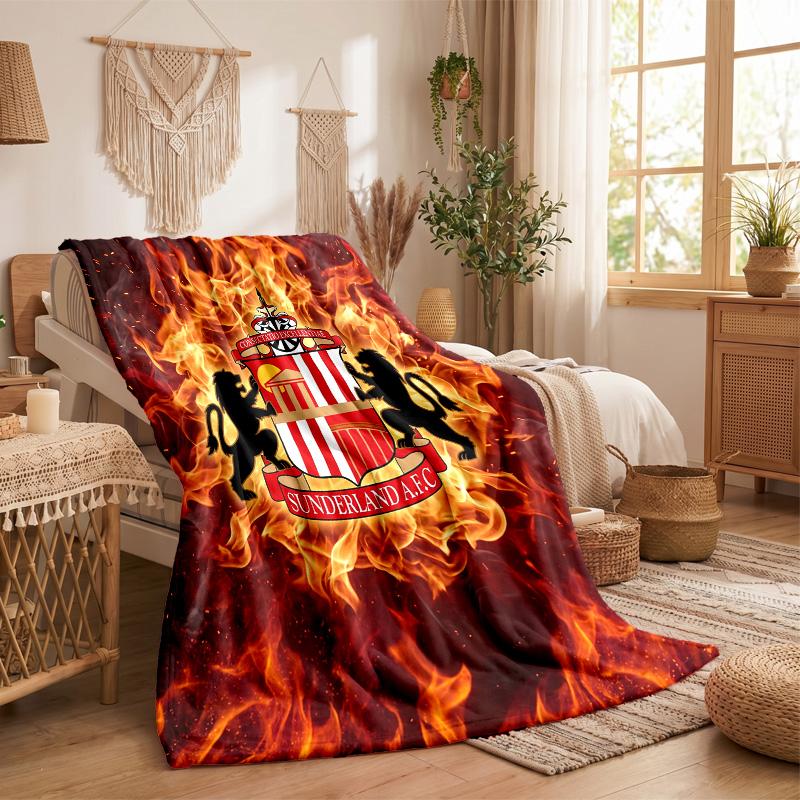 Sunderland Football Print Flannel Blanket Soft Warm Sofa Bed Throw Blanket For Home Office Bedroom