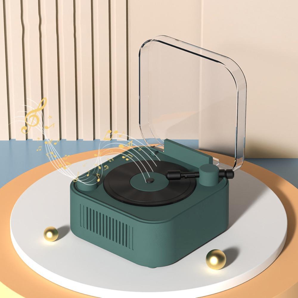Bluetooth 5.0 Vintage Vinyl Record Speaker Stereo Sound Desktop Alarm Clock Speaker  Vintage Style