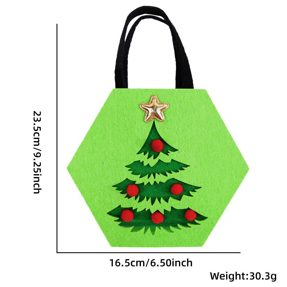 Linda Bolsa de Fieltro Navideña con Diseños de Hombre de Jengibre, Árbol de Navidad y Papá Noel para Regalos Navideños