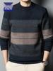 Woodpecker Men's Striped Color Block Crew Neck Sweater - Autumn/Winter 2025 Dad Knitted Sweater