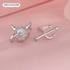 Cute Little Devil Inlaid Stone Moonstone Asymmetric Stud Earrings For Women
