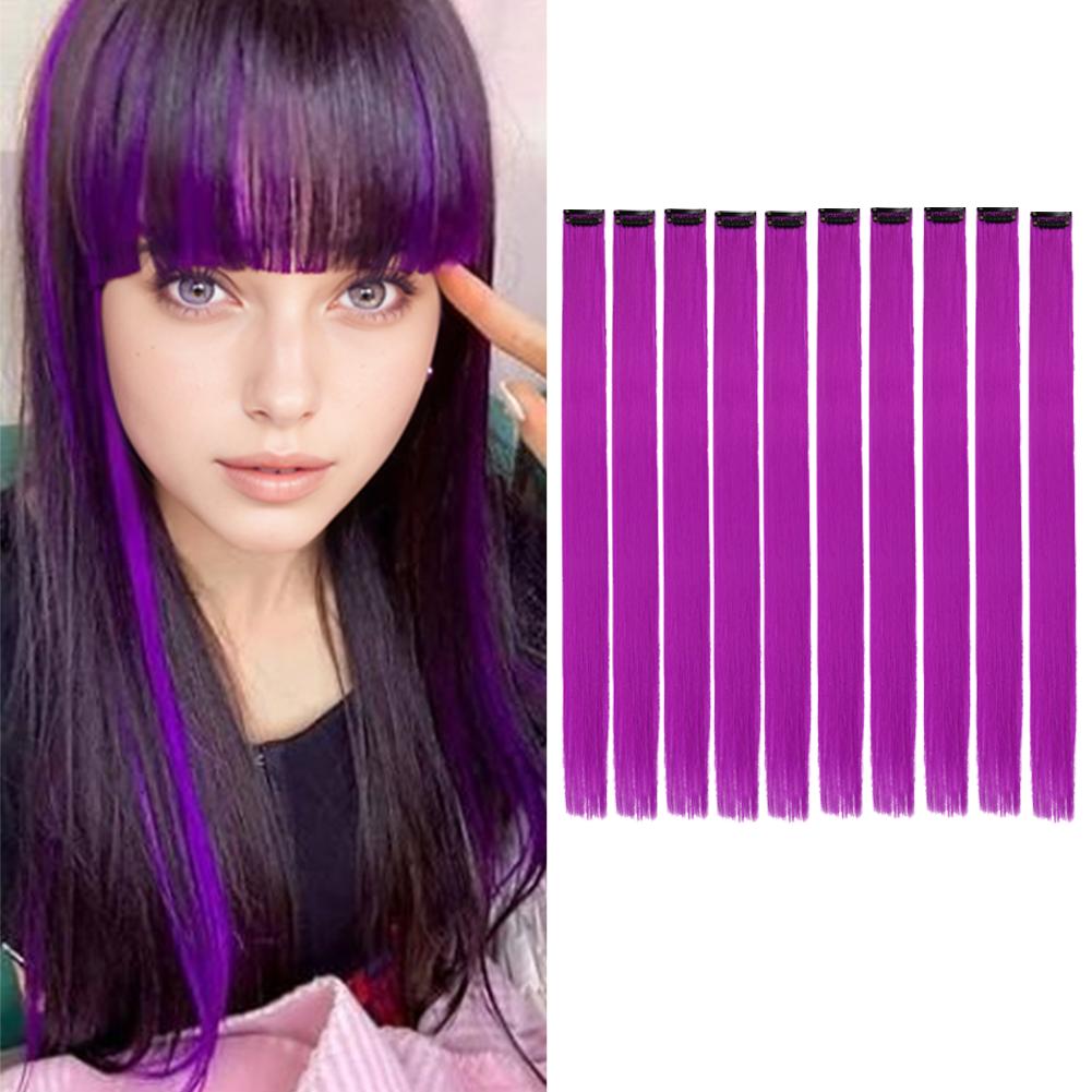 10PCS/Pack Colored Party Highlights Clip in Hair Extensions for Girls 18 Inches Omber colors Straight Hair Synthetic 2027