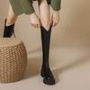 V Mouth Boots Women's Fall Brown Thick Bottom High But Knee High Knight Boots Fashionable and Comfortable