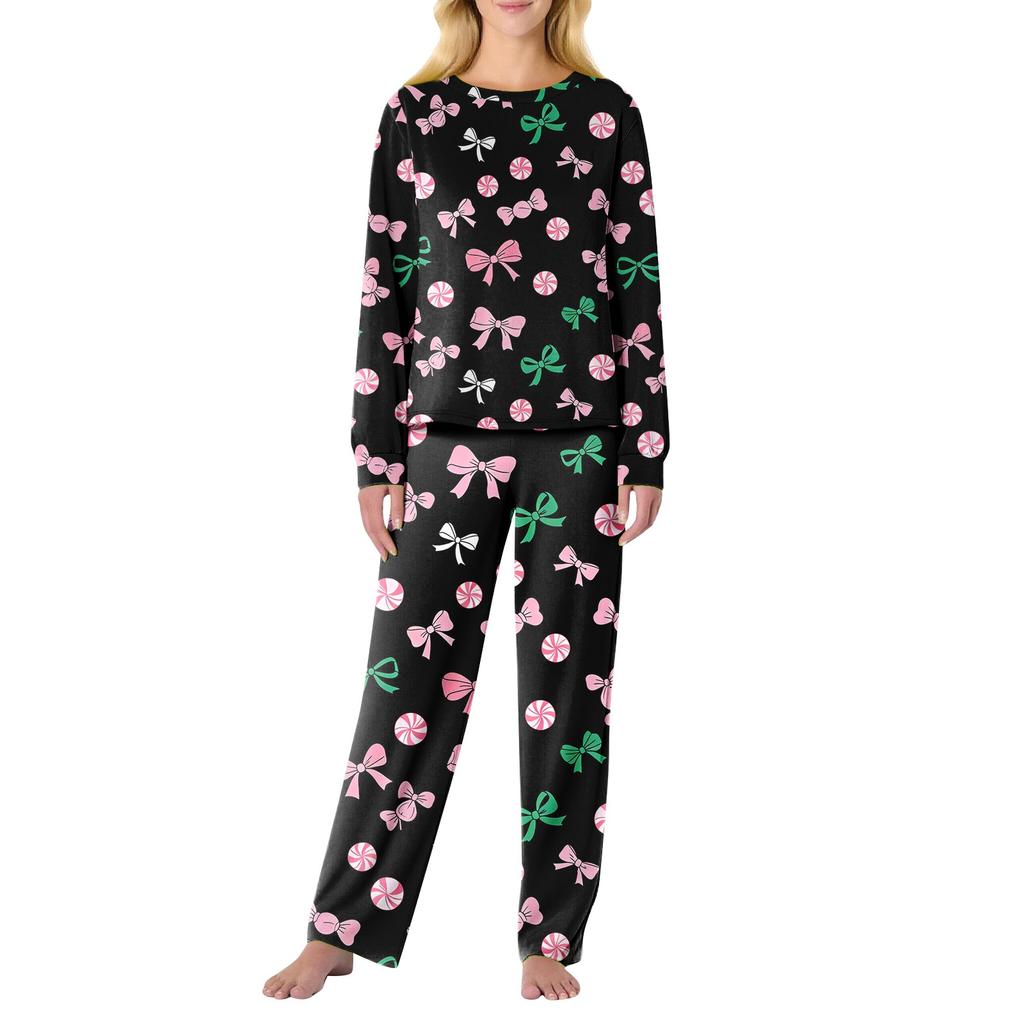 Women's Butterfly Print Long,Sleeved Pajama Set