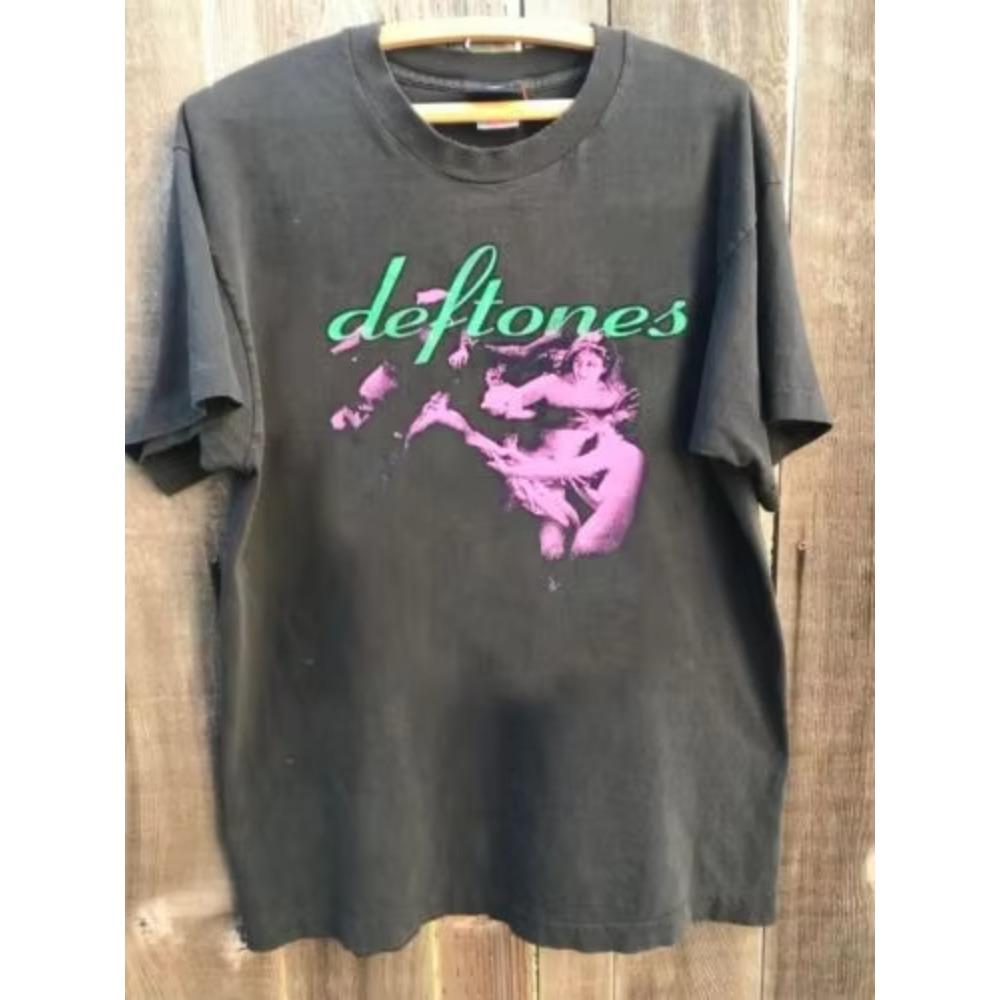 Deftones Around The Fur T-Shirt Stampata per Uomo Donna Nera Band Unisex Estiva Street Harajuku T-Shirt