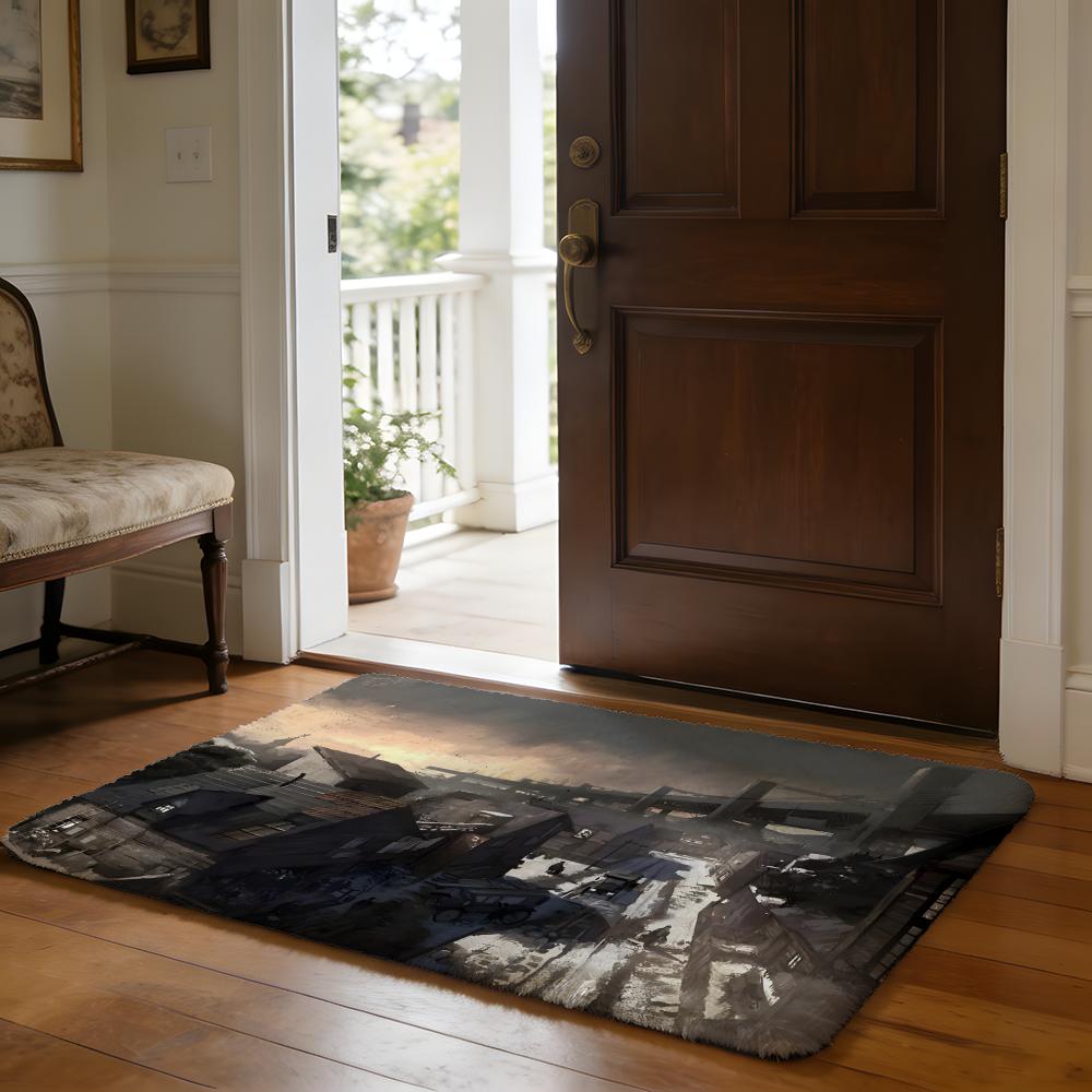 DDisco EElysium Video Game Floor Mat Soft Flannel Absorbent Mat Non-Slip Rug Home Bedroom Bathroom