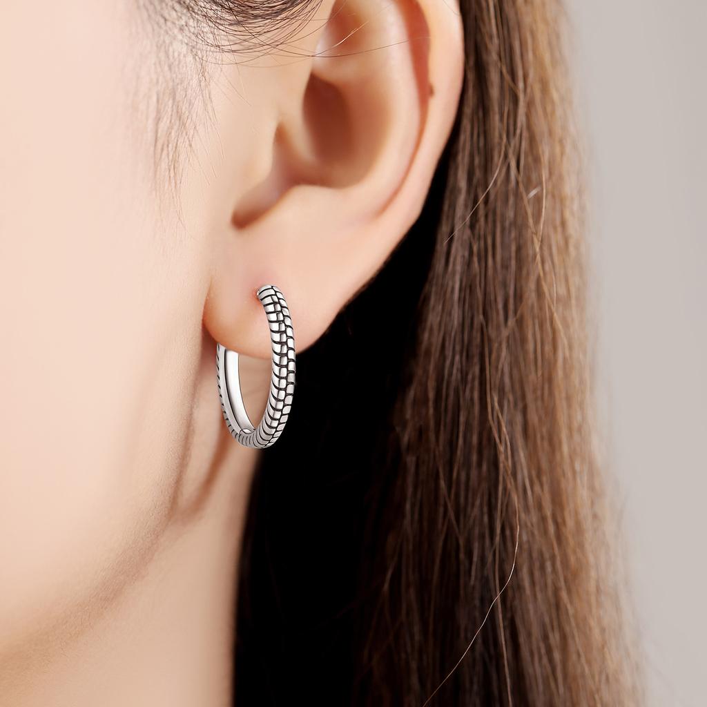 Real 925 Silver Minimally Designed Earring Jewelry Hoop Earrings For Women Jewelry Fine Birthday Party Gifts