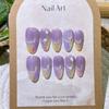Women Mid‑Length Press‑On Nails Pure‑Handmade Finished Hand‑Painted Cat‑Eye False Nail Patches