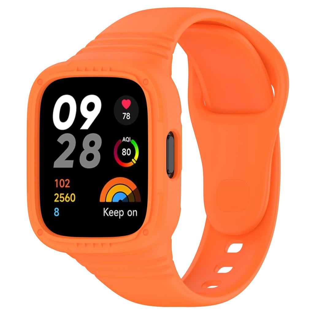 Silicone Strap with Case for Redmi Watch 3 / Redmi Watch 3 Active Strap Replacement Bracelet Protective Shell Cover