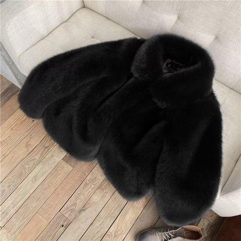 Autumn and Winter New Men's Imitation Fox Fur Hooded Jacket Fashion Temperament Casual Fur Coat Thickened Top