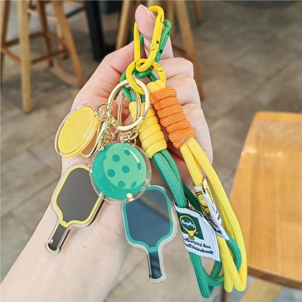 Detachable Pickleball Paddle Keychain Acrylic Fitness Series Pendant  Bag Accessories