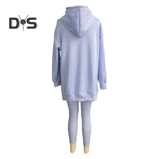 2 ks/sada Dámská souprava top a kalhoty Mikina s kapucí Dlouhý rukáv Lem s rozparky Mikina Stahovací pas Slim fit Kalhoty Sportovní fitness tepláková souprava Ležérní domácí oblečení Školní outfit