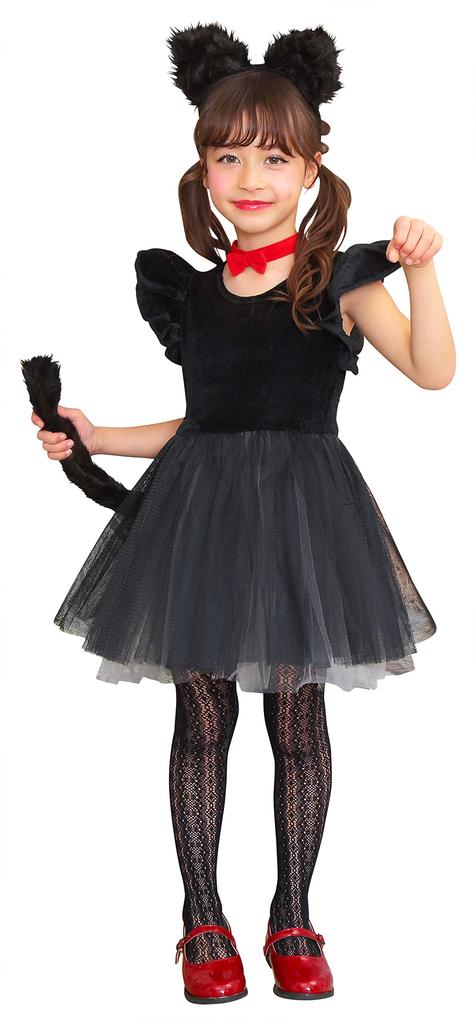 Clearstone Petit Chat Noir Black Cat Cosplay Costume for Black Kids, Girls, 120cm,