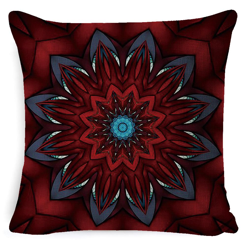 Bohemian Mandala Bedside Sofa Cushion American Vintage Linen Throw Pillow Cover