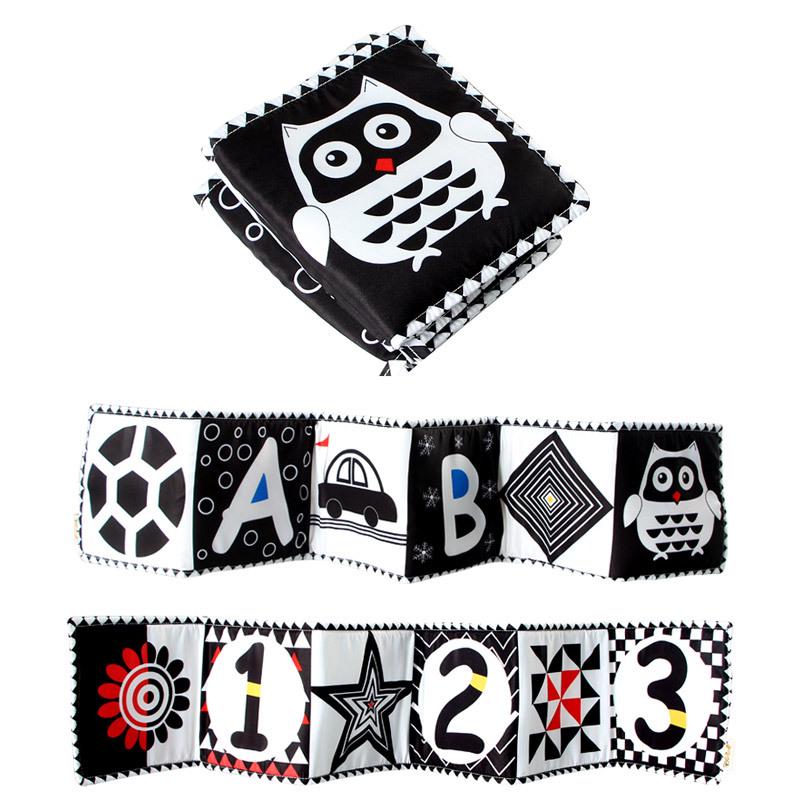 Schwarz-Weiß Babybett-Nestchen Stoffbuch: Cartoon Tierdesign, Beißring, Anti-Kick, Hängendes Säuglingszubehör