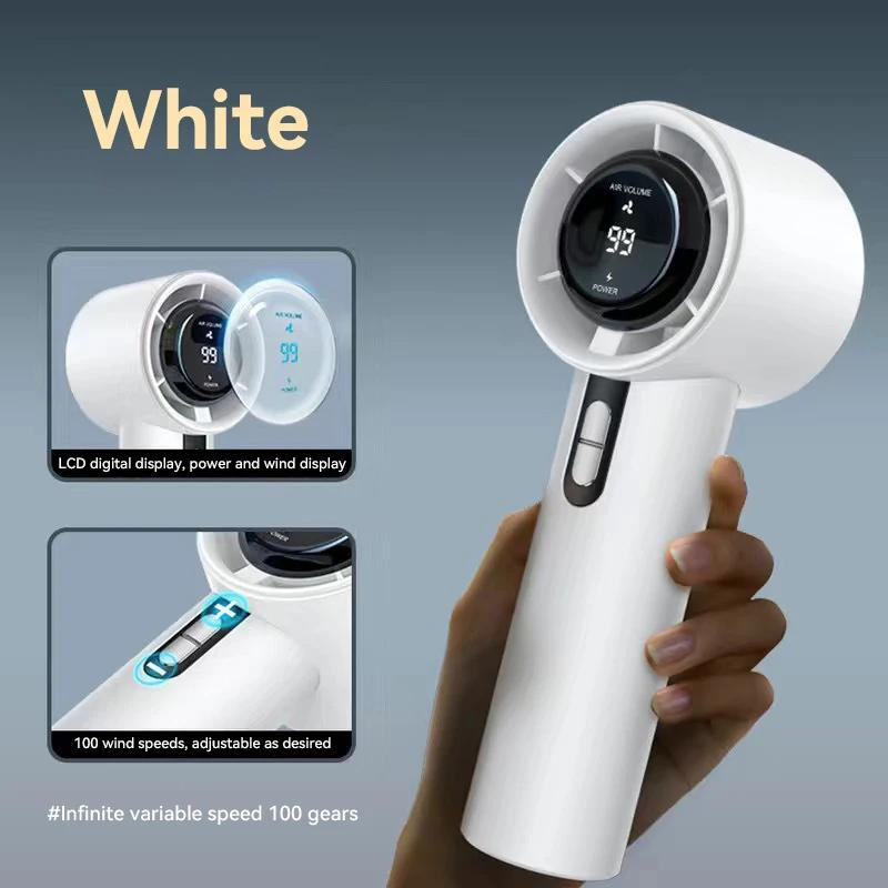 Portable 3000mAh Handheld Fan - 100-Speed Turbo Cooling, USB Rechargeable Mini Personal Fan for Travel, Camping & Outdoor Use