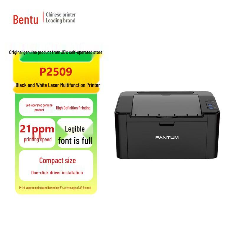 Pantum P2509 Black & White Laser Printer CN plug (adapter included)