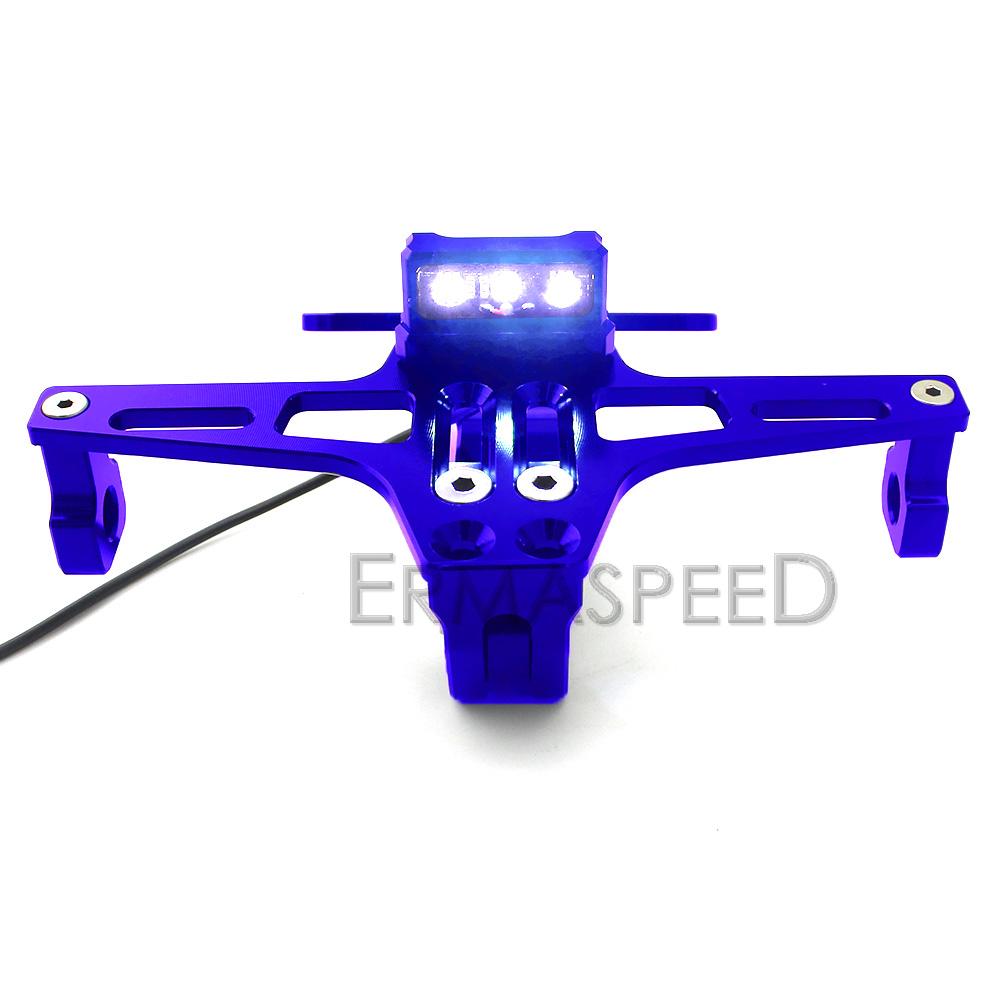 Motorcycle License Plate Bracket with LED Light Black Motorcycle Number Plate Holder for Motorbike Moto Dirt Bike
