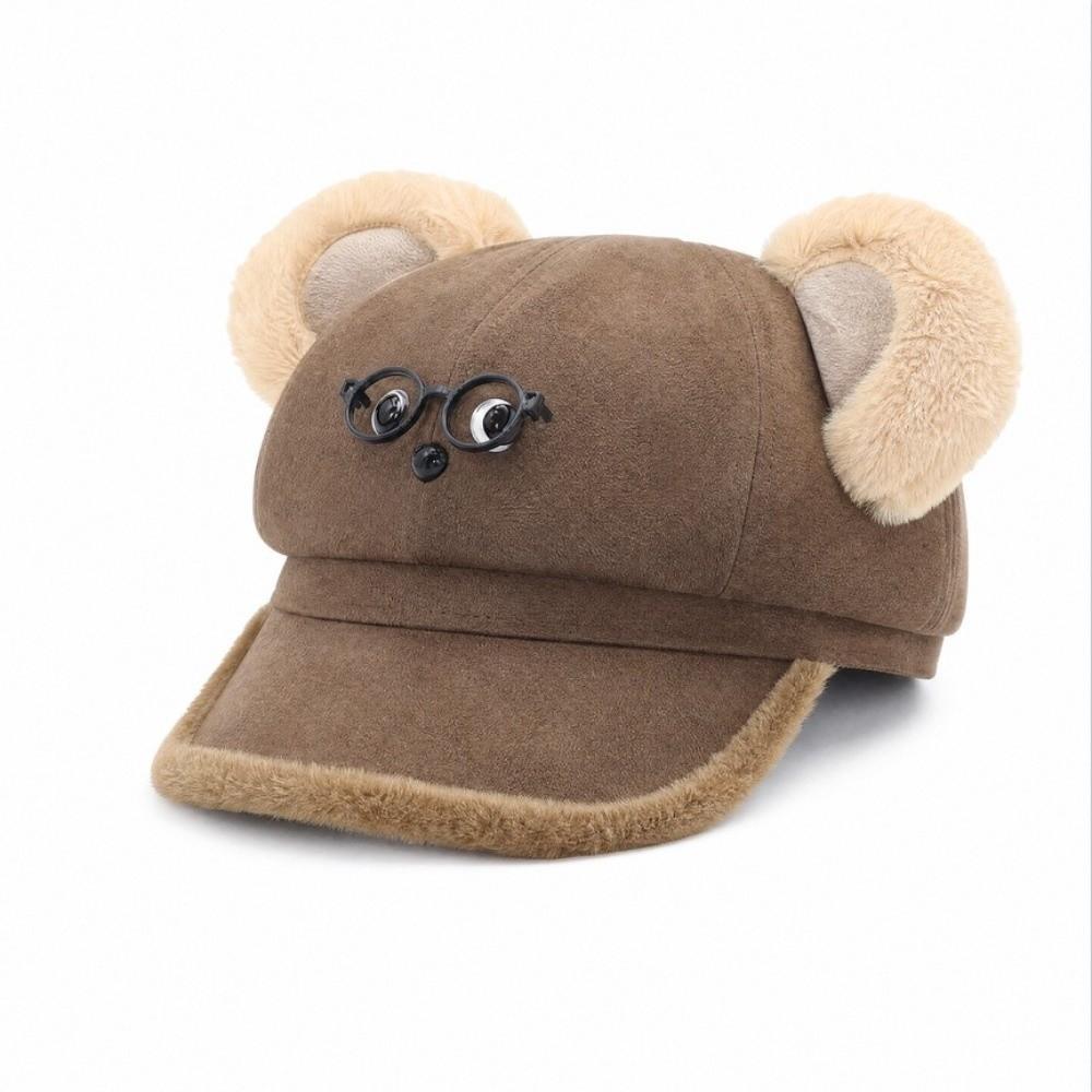 Thickened Baseball Hat Cartoon Bear Beret Hat Cute Octagonal Cap
