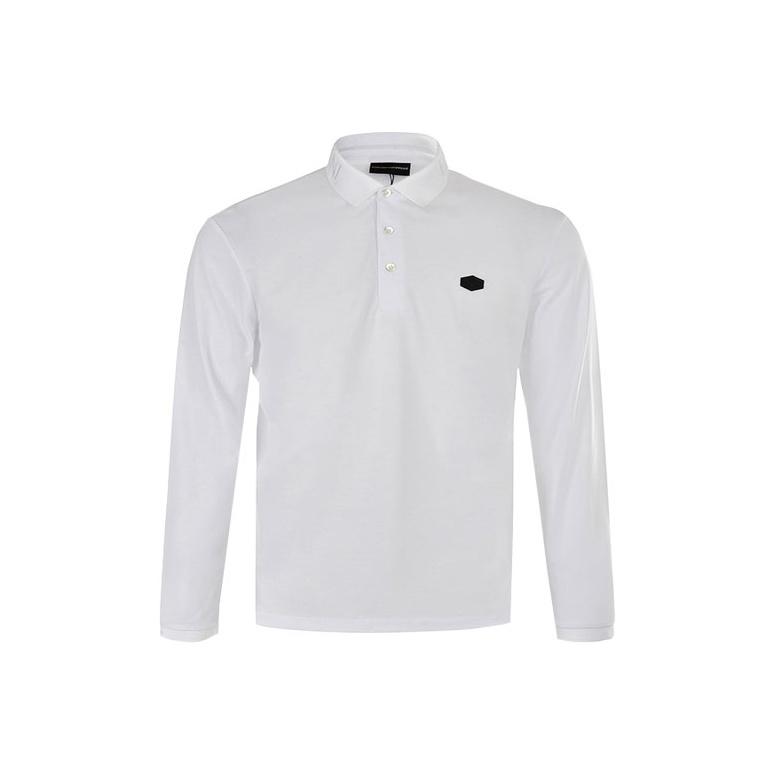 Emporio Armani Embroidered Letter Long Sleeve Polo Shirt Men tops White 6G1FN3-JBQZ-F125 L