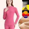 Women's Fleece-Lined Lambswool High Neck Thermal Underwear Set for Middle-Aged & Elderly - Autumn/Winter