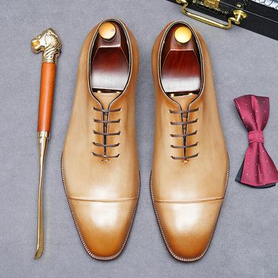 Cuir Véritable Marque de Luxe Chaussures de Bureau Cuir Pleine Fleur Respirantes Chaussures Formelles Homme Chaussure Oxford Business Mariage