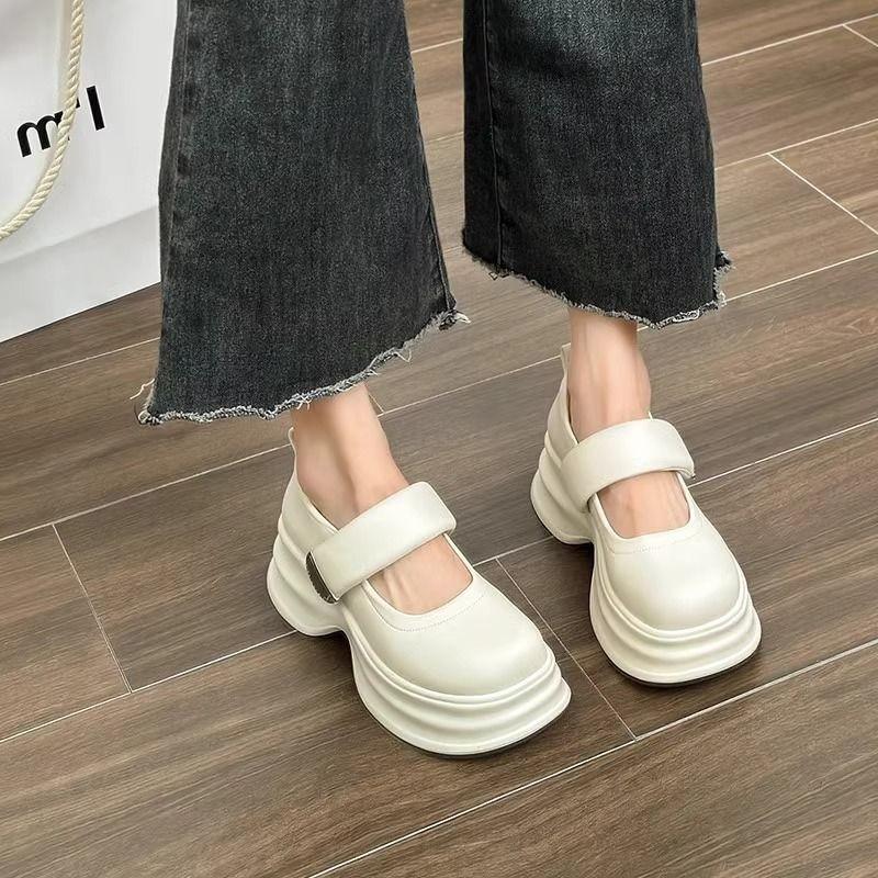 Fashion Retro Small Leather Shoes Womens 2025 Spring New Versatile British Style Platform Heightening Loafers Fashion High Heels Women