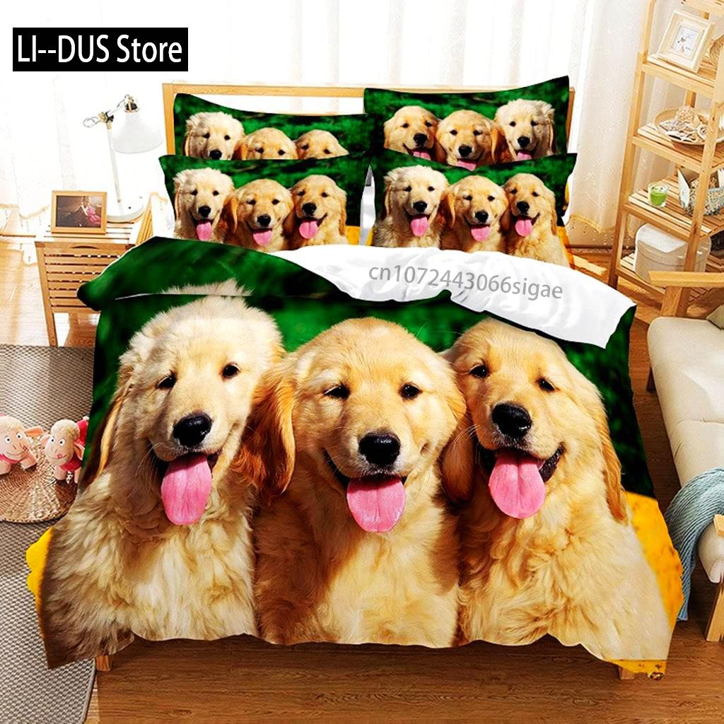 

Comforter Golden Retriever Boys Pet Pattern Comforter Twin Size Print Bedding Set Microfiber Animal Dogs Comforter (quilt)-EU Single(135*200cm)3pcs