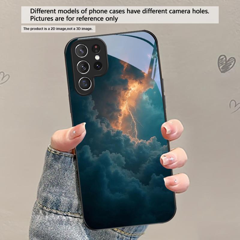 Hot orange gold color For Samsung Galaxy S20 S21 S22 S23 Plus S24 FE S25 Ultra S26 Edge S25+ S20+ S22+ Black Glass Phone Case