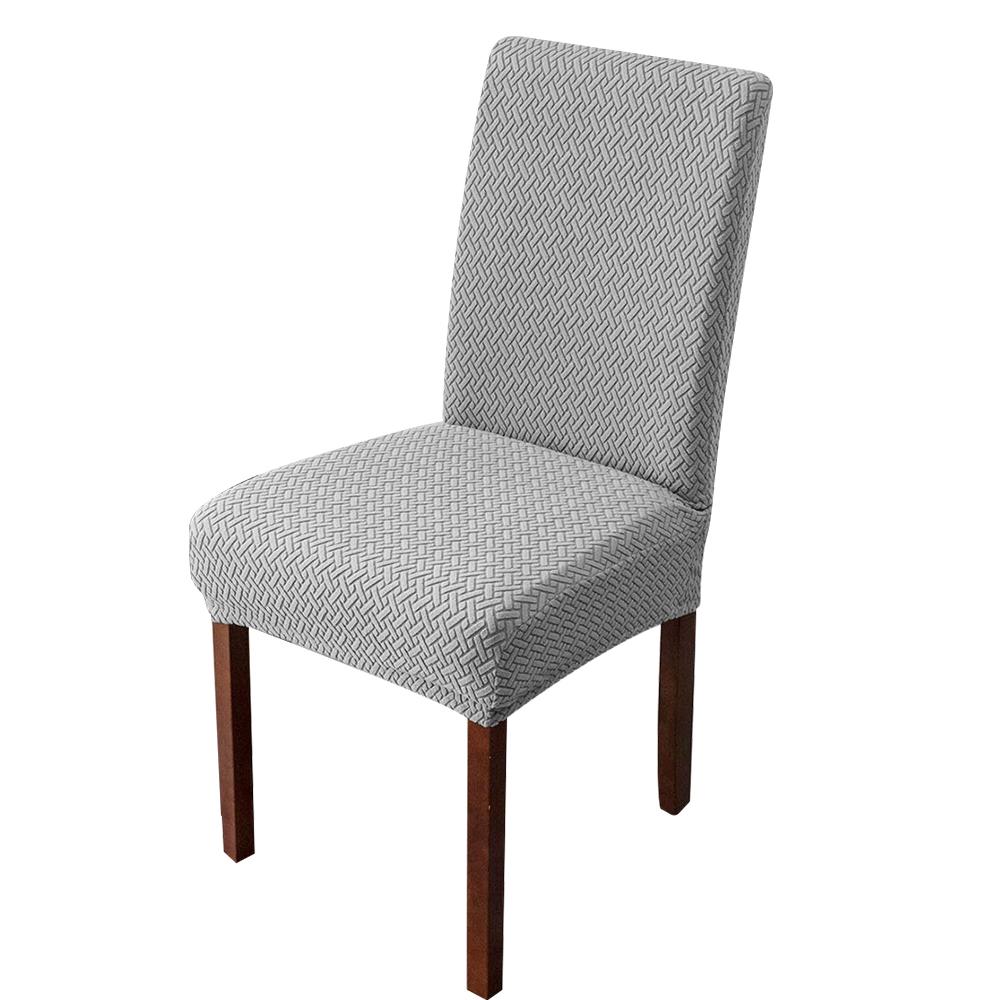 T-Jacquard Dining Chair Cover Solid Color Soft Elastic Fabric Chair Slipcover Protector Washable Kitchen Living Room Wedding