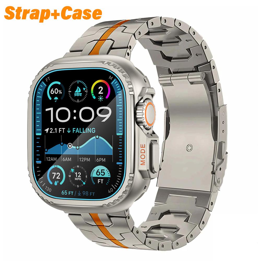 Titanium Strap for Apple Watch Ultra 2 49mm 46mm 45mm 44mm Metal Case Protector Bumper Frame for IWatch Series 10 9 8 7 6 5 4 SE
