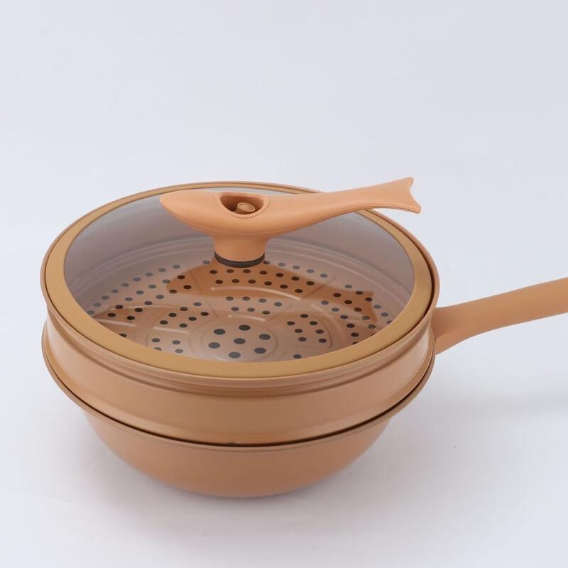 Wutuo Flat-Bottom Cast Iron Wok with Steamer