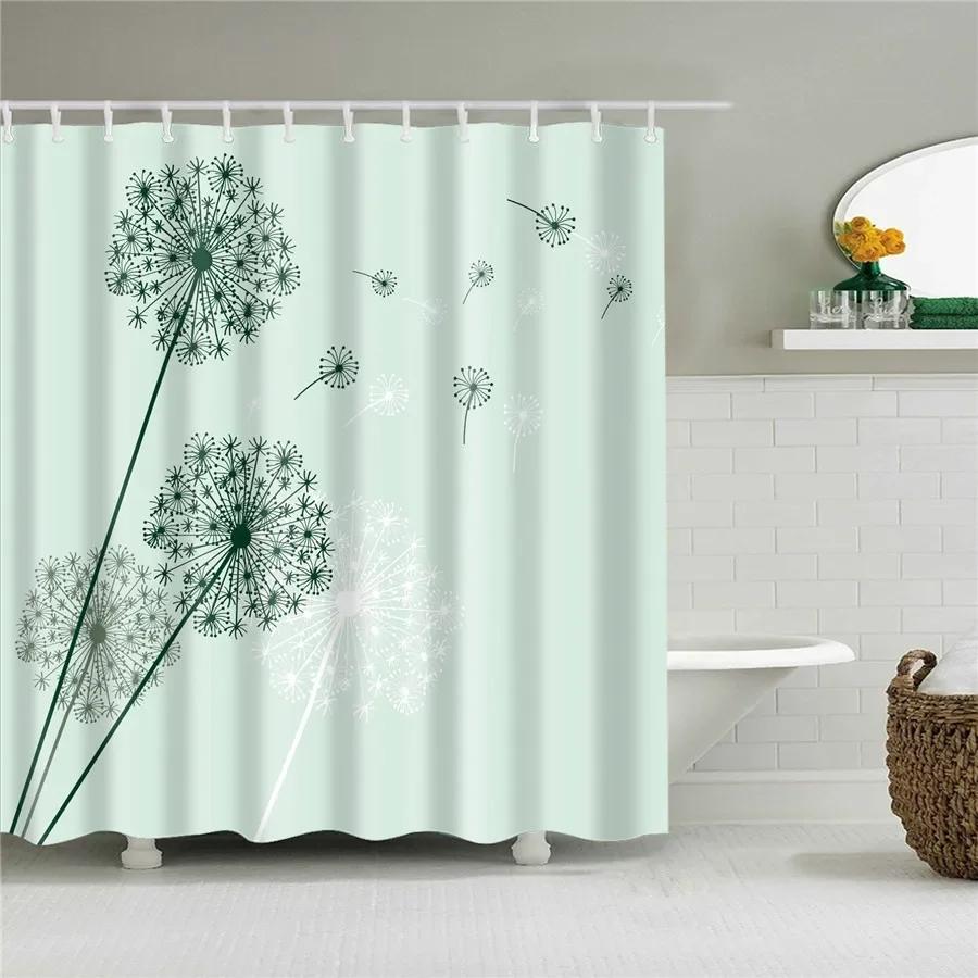 Flower Dandelion Red Rose Small Fresh Shower Curtains Bathroom Curtain Set Frabic Waterproof Polyester Bathroom Decor with Hoo