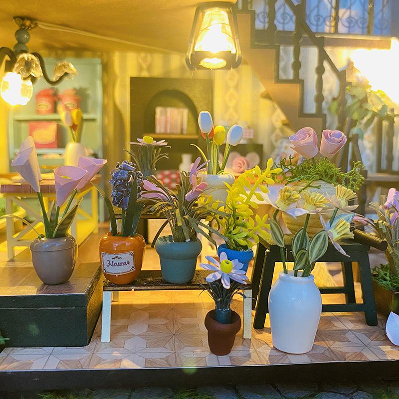 DIY Wooden Doll House Garden Model 3D Puzzle Assemble Building Kits Toys Home Bedroom Decoration With LED Lights Dollhouse Gift